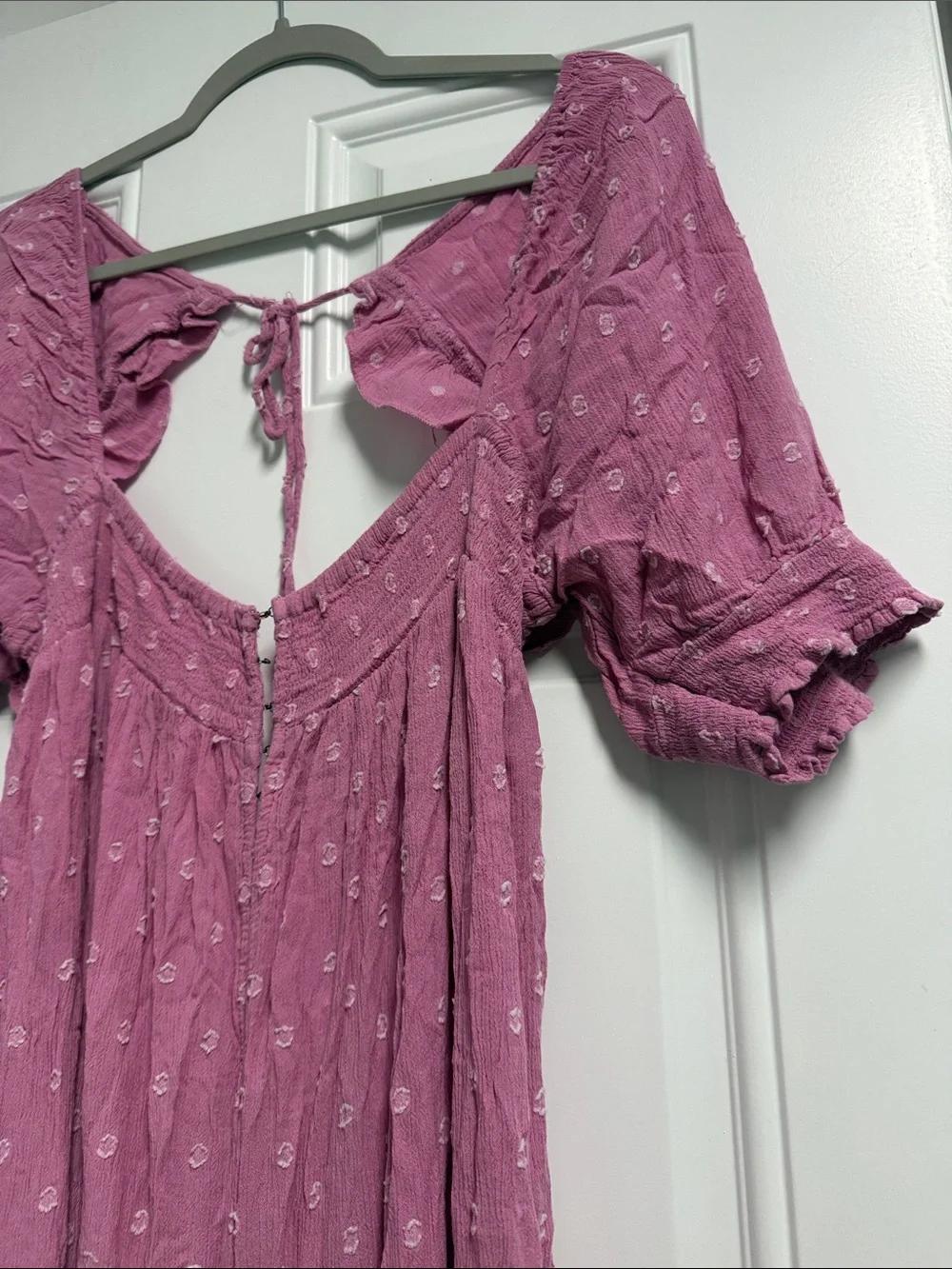 Mauve Pink Maxi Dress with Puff Sleeves FREE PEOPLE Size Large LIKE NEW